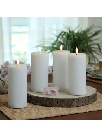 Adilina 4x LED Kerze LINA Echtwachs Rustik-Optik 7x15cm in weiß