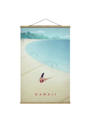 WALLART Stoffbild mit Posterleisten - Reiseposter - Hawaii in Creme-Beige