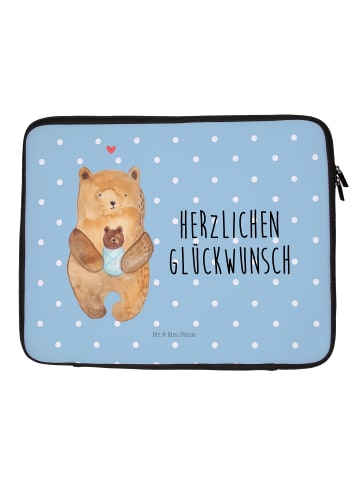 Mr. & Mrs. Panda Notebook Tasche Bär Baby mit Spruch in Blau Pastell