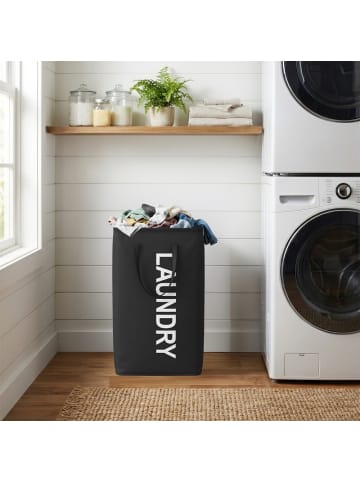SONGMICS Wäschekorb Stowit in Schwarz - (B)30 x (H)68 x (T)40 cm
