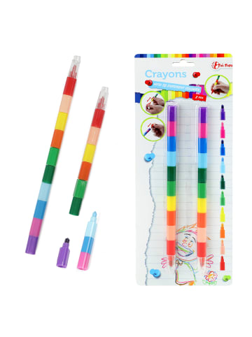Toi-Toys STATIONARY 2 Wachsmalstifte  - mit je 10 Farben (stapelbar) in mehrfarbig