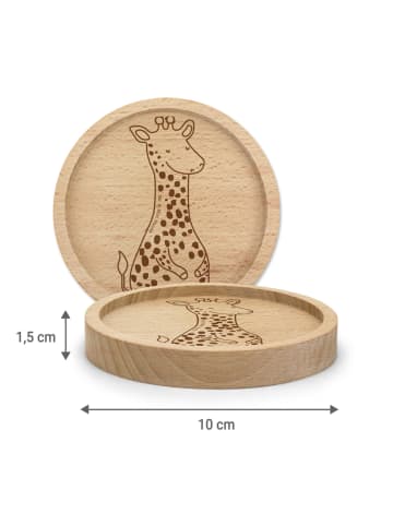 Mr. & Mrs. Panda Holz Untersetzer Giraffe Zufrieden ohne Spruch in Transparent