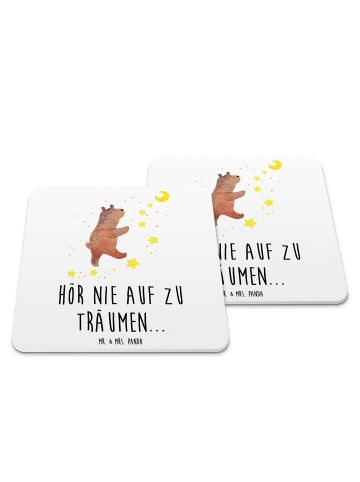 Mr. & Mrs. Panda Tischuntersetzer Bär Träume mit Spruch in Weiß