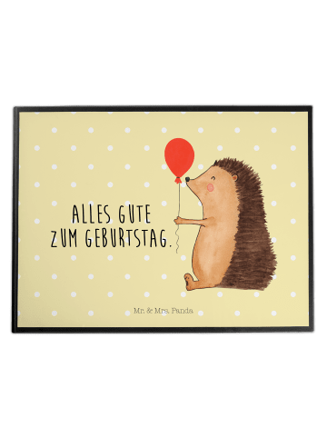 Mr. & Mrs. Panda Schreibtischunterlage Igel Luftballon mit Spruch in Gelb Pastell