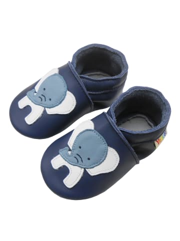 Yalion Leder-Krabbelschuhe "Elefant" in Blau