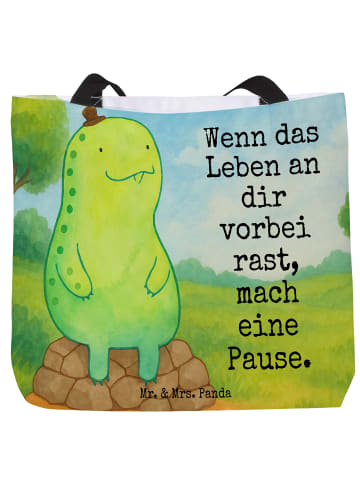 Mr. & Mrs. Panda Tote Bag Schildkröte Pause Design mit Spruch in Weiß