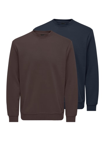 ONLY & SONS Sweatshirt Connor in Dunkelblau / braun