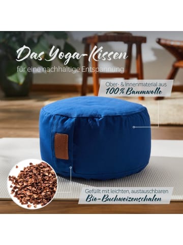 DoYourFitness Yoga-Kissen Vishnu gefüllt Buchweizen navyblau rund Blau