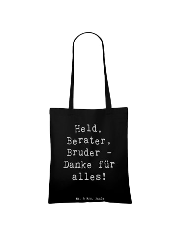 Mr. & Mrs. Panda Jutebeutel Spruch Held Bruder mit Spruch in Schwarz