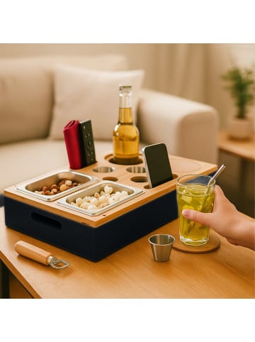 relaxdays Couchbar in Schwarz/ Natur - (B)40 x (H)8 x (T)26 cm