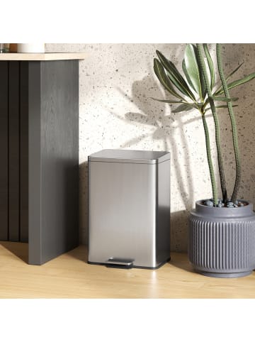 HOMCOM Mülleimer-34,2L x 30,6B x 44,2H cm-Silber