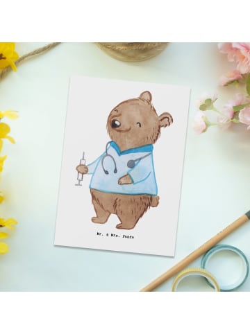 Mr. & Mrs. Panda Postkarte Anästhesist Herz ohne Spruch in Weiß