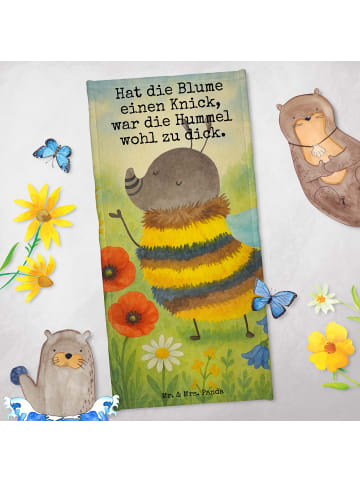 Mr. & Mrs. Panda Strandtuch Hummel flauschig Design mit Spruch in Gelb Pastell