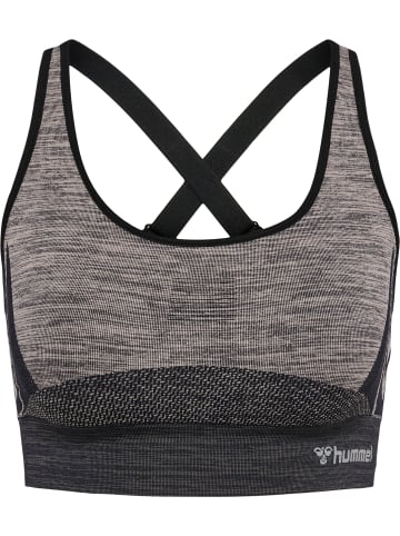 Hummel Hummel Sports Top Hmlclea Yoga Damen Atmungsaktiv Schnelltrocknend Nahtlosen in CHATEAU GRAY/BLACK MELANGE