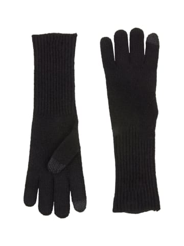 Camel Active Kaschmirhandschuhe mit Rippenstruktur in Schwarz