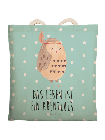 Mr. & Mrs. Panda Umhängetasche Eule Federschmuck mit Spruch in Türkis Pastell