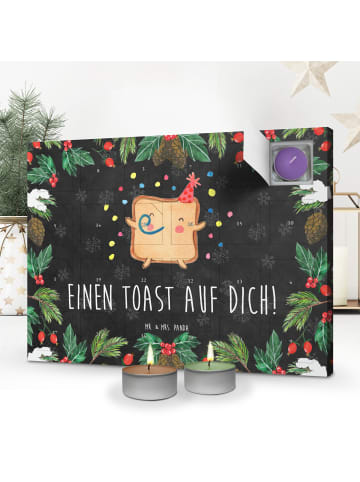 Mr. & Mrs. Panda Adventskalender mit Kerzen Toast Party mit Spruch in Kreidetafel