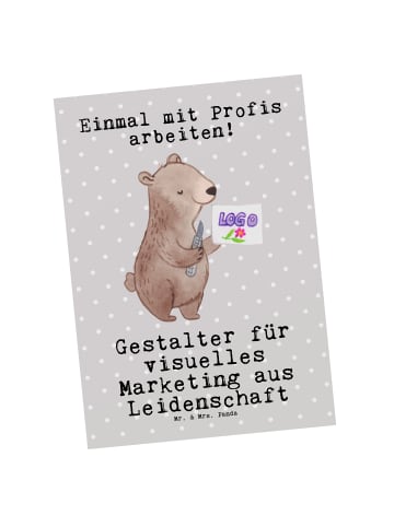 Mr. & Mrs. Panda Postkarte Gestalter für visuelles Marketing Lei... in Grau Pastell