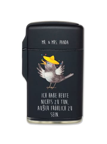 Mr. & Mrs. Panda Feuerzeug Rabe Sombrero mit Spruch in Schwarz