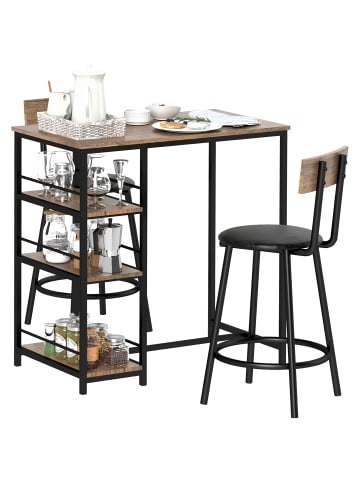 HOMCOM Bartisch Set-90L x 50B x 90,5H cm-Eiche