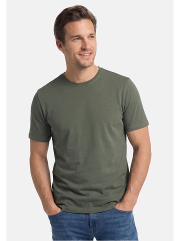 Redmond T-Shirt Basic in Dunkelgrün / beige