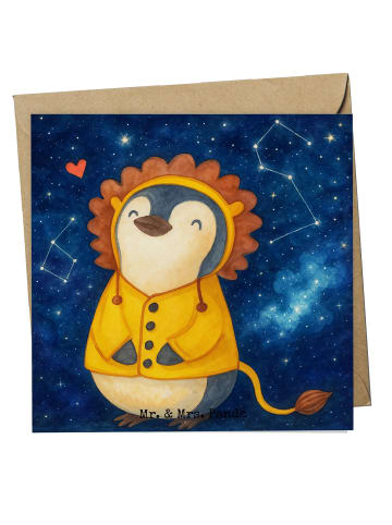 Mr. & Mrs. Panda Grußkarte Löwe Astrologie Design ohne Spruch in Weiß