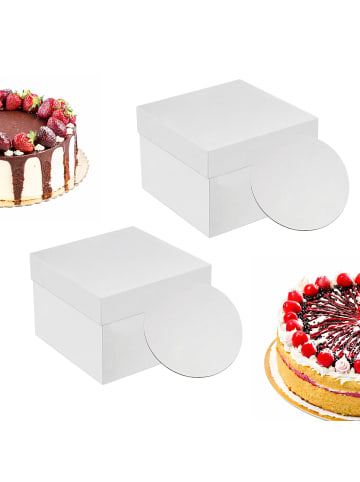 relaxdays 2 x Tortenbox in Weiß - (B)30 x (H)30 x (T)30 cm