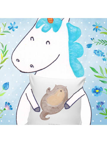 Mr. & Mrs. Panda Deko Kissen Otter Umarmen ohne Spruch in Weiß