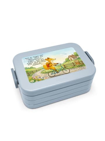 Mr. & Mrs. Panda Snackbox Fuchs Lieferung Pommes Design mit Spruch in Blau Pastell