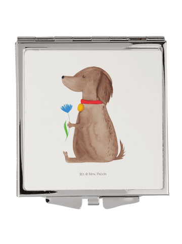 Mr. & Mrs. Panda Schminkspiegel Hund Blume ohne Spruch in Weiß