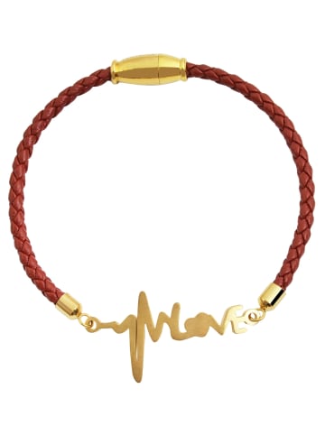 Adeliás Damen Armband – Armreif aus Leder 17 cm in gold