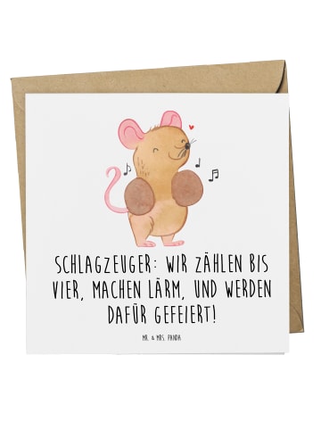 Mr. & Mrs. Panda Einladungskarte Schlagzeuger Stolz mit Spruch in Weiß