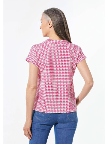 GOLDNER Kurzgröße:  Shirt mit dezentem Jacquard in pink / weiß / gemustert
