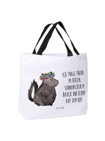 Mr. & Mrs. Panda Strandtasche Stinktier  mit Spruch in Weiß