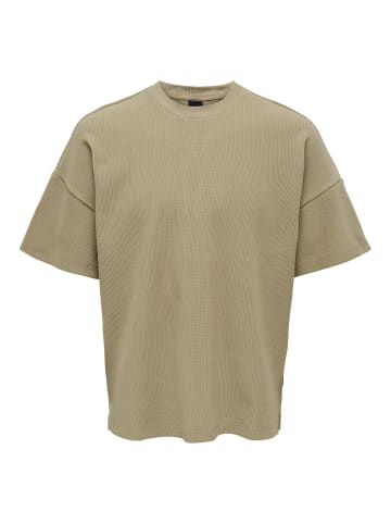 Only&Sons Weites Rundhals T-Shirt Kurzarm Basic Shirt ONSBERKELEY in Beige