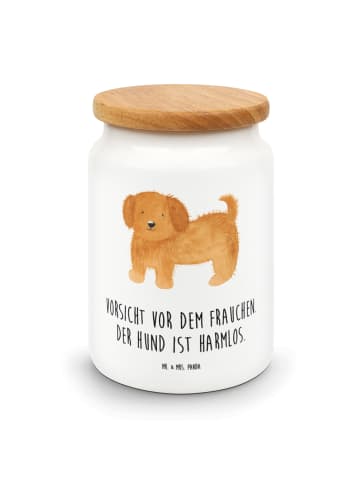 Mr. & Mrs. Panda Teedose Hund Flauschig mit Spruch in Weiß