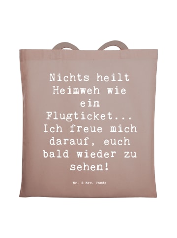 Mr. & Mrs. Panda Schultasche Spruch Heimweh Ticket mit Spruch in Braun Pastell