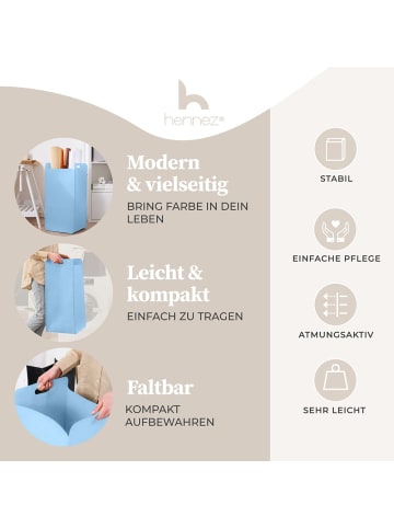 HENNEZ Wäschekorb Katy Filz 75l hellblau Blau