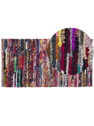 Beliani Geflochtener Teppich BAFRA in Bunt/Lila/Rot - (W) 80 x (H) 2.5 x (L) 150 cm