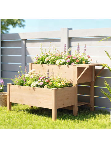 Outsunny Hochbeet in Braun 119,5L x 102B x 76,5H cm