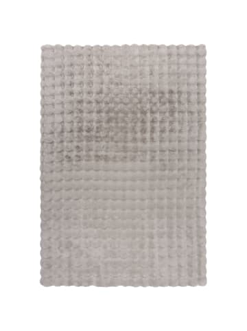 KADIMA DESIGN Langflor-Teppich Flauschig LUNE 3D Waffel Muster Wohnzimmer Modern in Grau