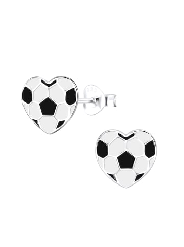 Alexander York Kinderohrstecker FUSSBALL-HERZ in 925 Sterling Silber, 2-tlg.