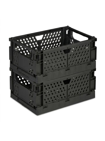 relaxdays 2 x Klappbox in Schwarz - (B)25 x (H)10 x (T)16,5 cm
