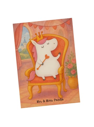 Mr. & Mrs. Panda Postkarte Einhorn Prinzessin Design ohne Spruch in Weiß