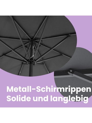 SONGMICS Sonnenschirm Sheld in Grau - (H)253.5 x Ø290 cm