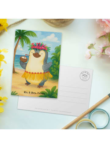 Mr. & Mrs. Panda Postkarte Pinguin Kokosnuss Design ohne Spruch in Weiß