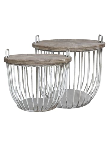 Chic Antique Shabby Sofatisch mit Holzdeckel 2er Set in weiss