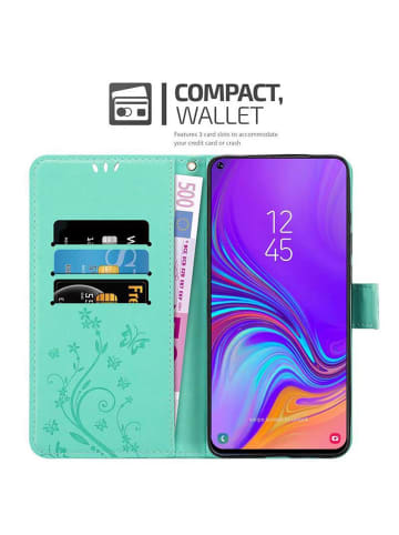 cadorabo Hülle für Samsung Galaxy A8s Blumen Design in FLORAL TÜRKIS