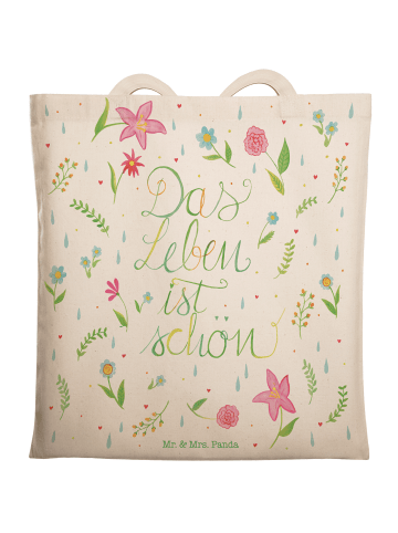 Mr. & Mrs. Panda shopping bag Blumen Leben mit Spruch in Bunt