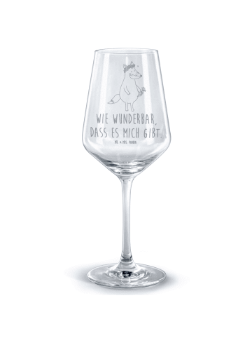 Mr. & Mrs. Panda Rotwein Glas Fuchs Blumen mit Spruch in Transparent
